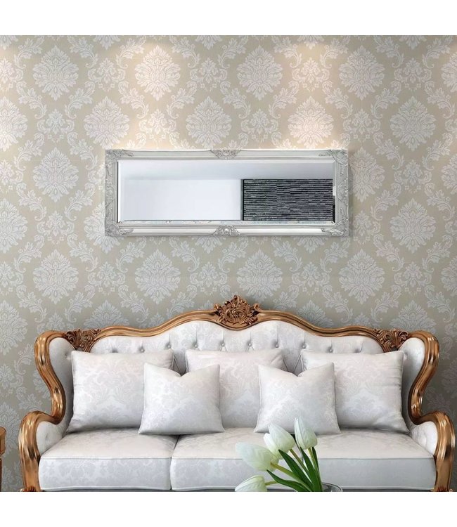 Wandspiegel Barok 140 x 50 cm zilver