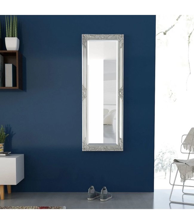 Wandspiegel Barok 140 x 50 cm zilver