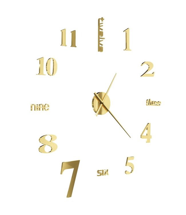 3D-wandklok 100 cm XXL modern goudkleurig