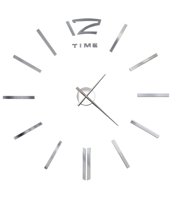 3D-wandklok 100 cm XXL modern zilverkleurig