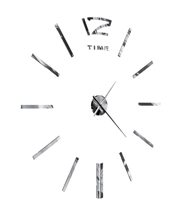 3D-wandklok 100 cm XXL modern zilverkleurig