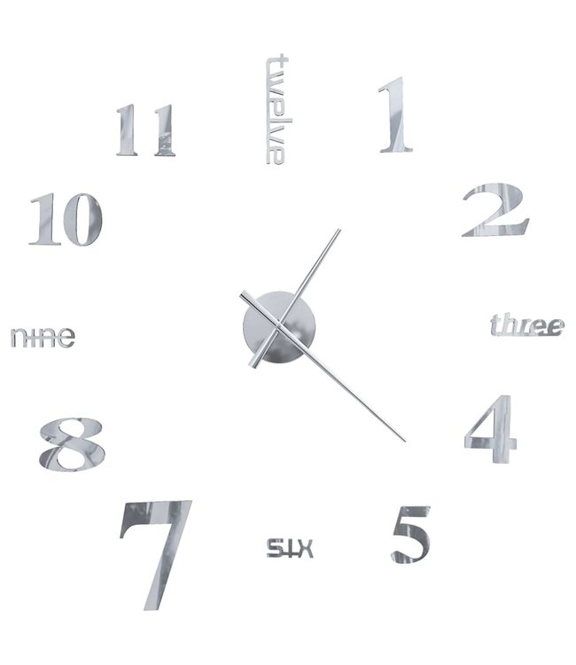 3D-wandklok 100 cm XXL modern zilverkleurig