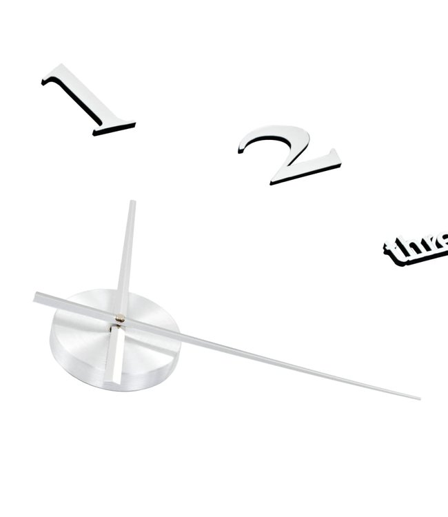 3D-wandklok 100 cm XXL modern zilverkleurig