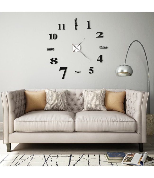 3D-wandklok 100 cm XXL modern zwart