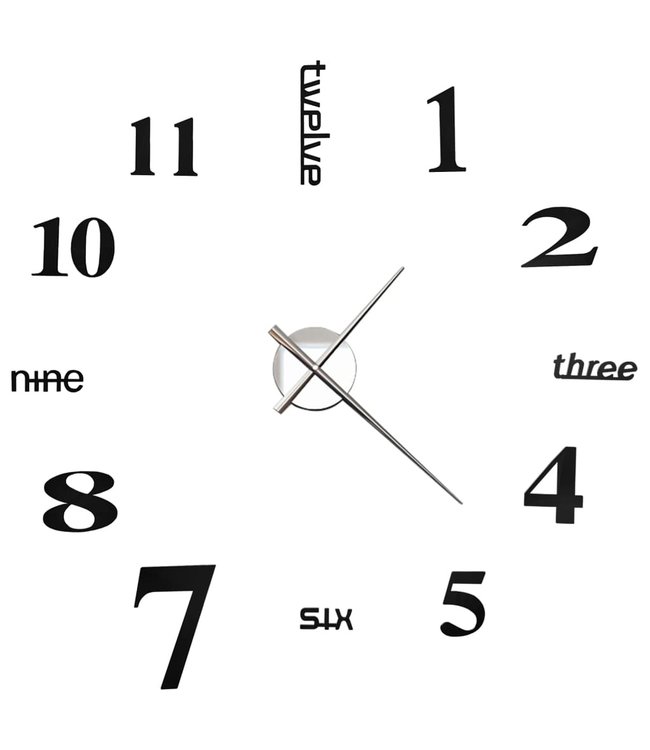 3D-wandklok 100 cm XXL modern zwart