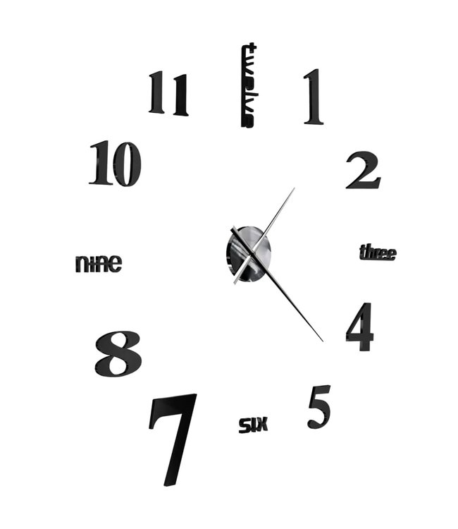 3D-wandklok 100 cm XXL modern zwart