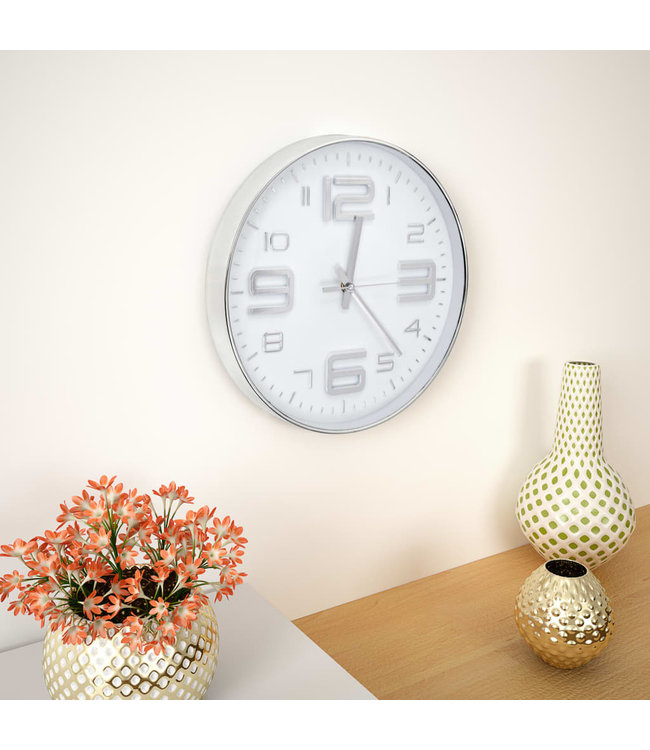 Wandklok 30 cm zilverkleurig