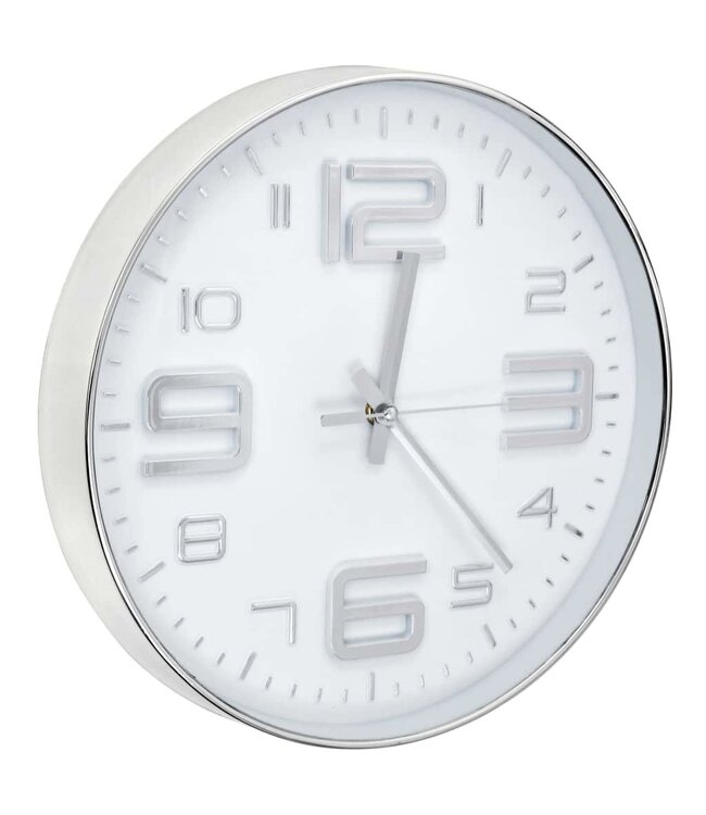 Wandklok 30 cm zilverkleurig
