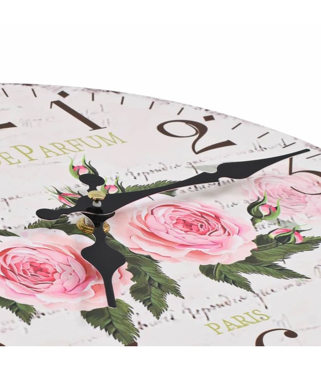 Wandklok vintage stijl 30 cm bloemen