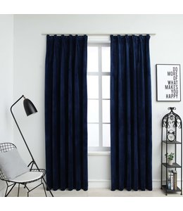 Gordijnen verduisterend 2 st met haken 140x175 cm fluweel blauw
