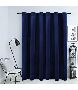 Gordijn verduisterend met ringen 290x245 cm fluweel blauw