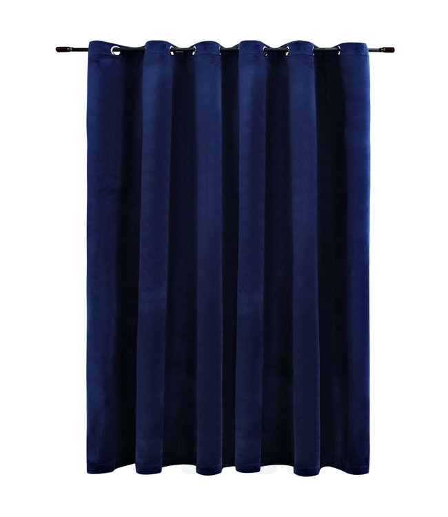 Gordijn verduisterend met ringen 290x245 cm fluweel blauw