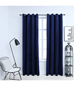 Gordijn verduisterend met ringen 2 st 140x245 cm fluweel blauw