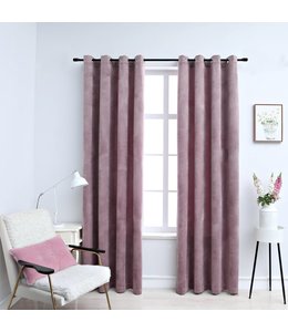 Gordijnen verduisterend met ringen 2 st 140x225 cm fluweel roze