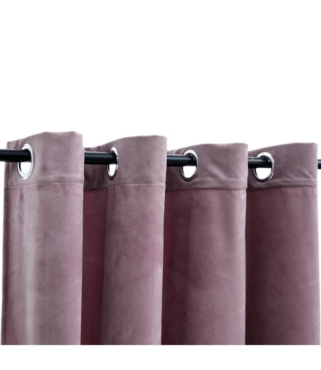 Gordijnen verduisterend met ringen 2 st 140x225 cm fluweel roze