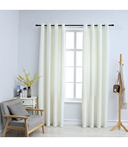 Gordijn verduisterend met ringen 2 st 140x245 cm fluweel crème