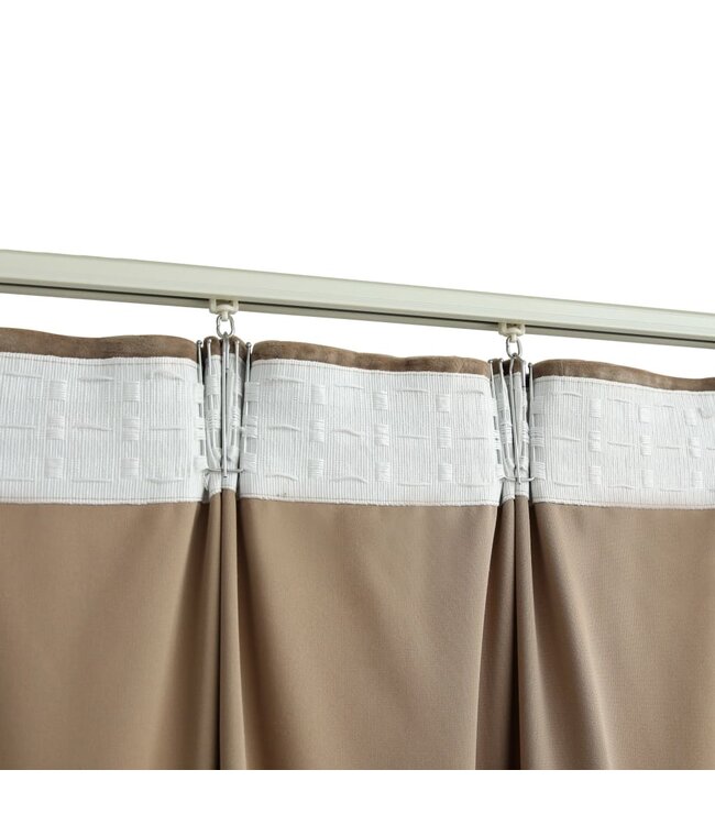 Gordijnen verduisterend 2 st met haken 140x175 cm fluweel beige