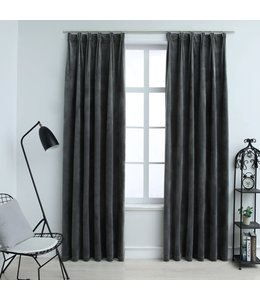 Gordijnen verduisterend 2 st met haken 140x175 cm fluweel antraciet