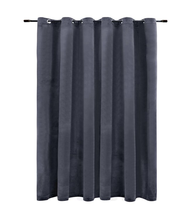 Gordijn verduisterend met ringen 290x245 cm fluweel antraciet