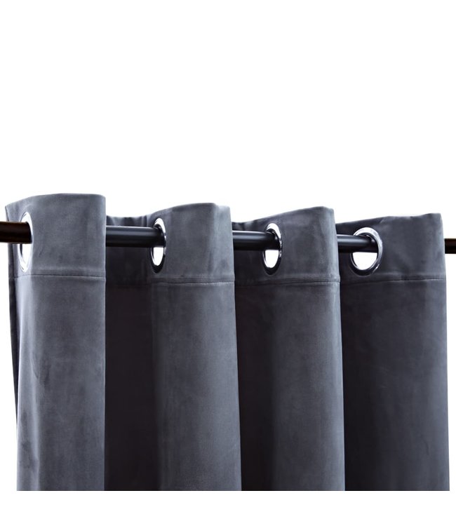 Gordijn verduisterend met ringen 290x245 cm fluweel antraciet
