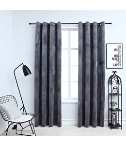Gordijn verduisterend met ringen 2 st 140x245 cm fluweel zwart
