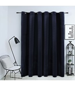 Gordijn verduisterend met ringen 290x245 cm fluweel zwart