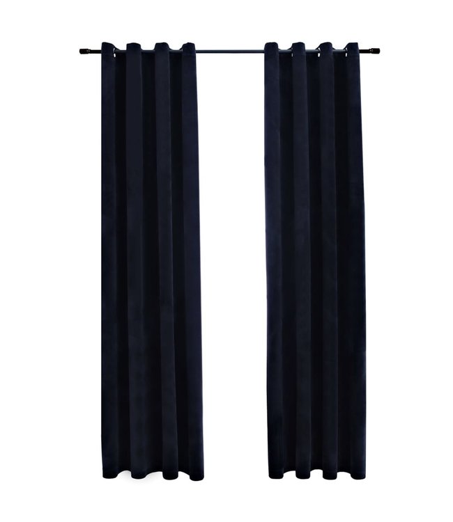 Gordijn verduisterend met ringen 2 st 140x175 cm fluweel zwart