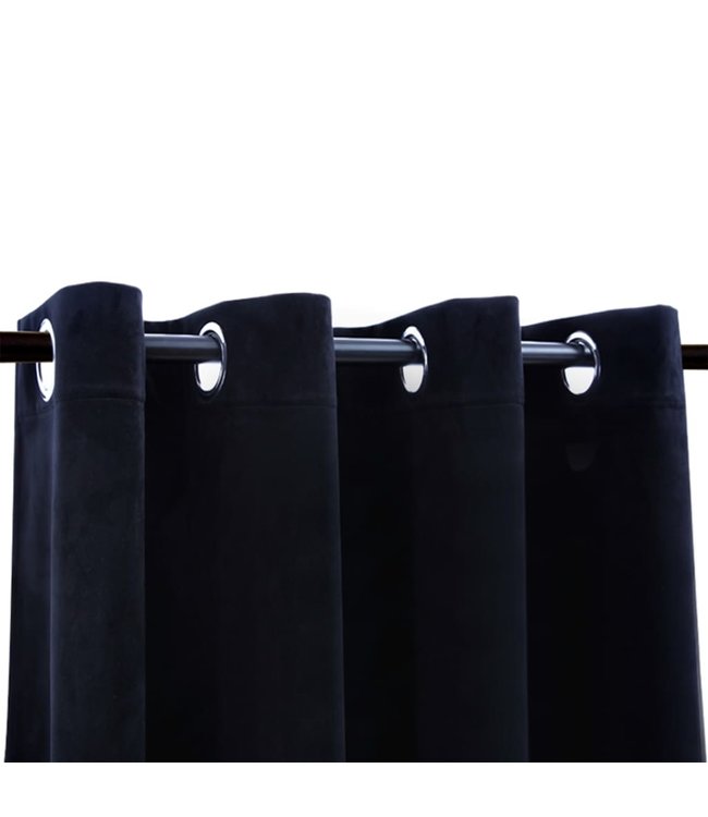 Gordijn verduisterend met ringen 2 st 140x175 cm fluweel zwart