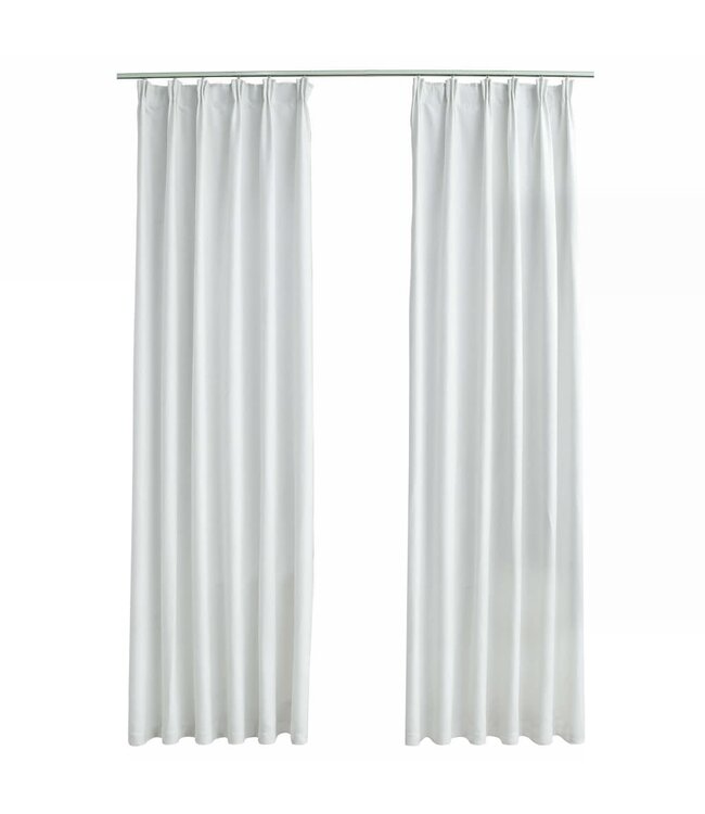 Gordijnen verduisterend met haken 2 st 140x245 cm gebroken wit