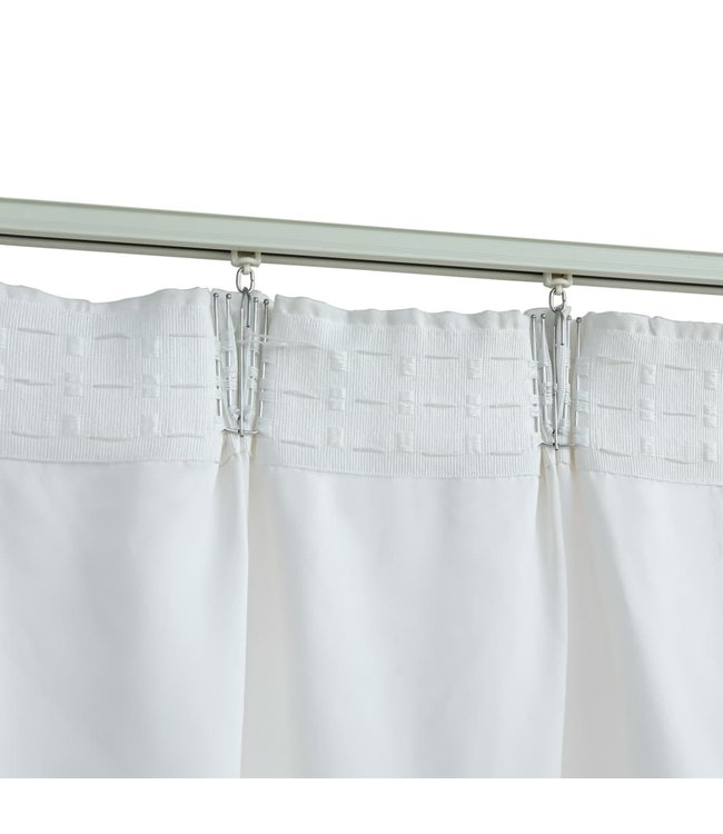 Gordijnen verduisterend met haken 2 st 140x245 cm gebroken wit