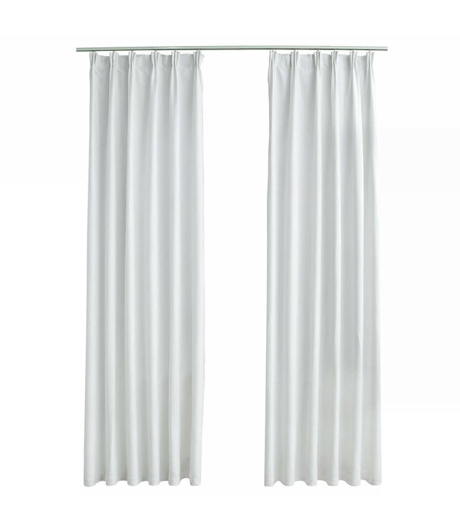 Gordijnen verduisterend met haken 2 st 140x175 cm gebroken wit