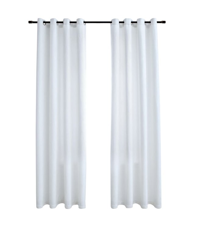 Gordijnen verduisterend met ringen 2 st 140x175 cm gebroken wit