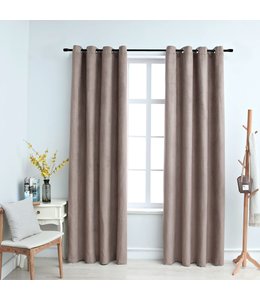 Gordijn verduisterend met metalen ringen 2 st 140x175 cm taupe