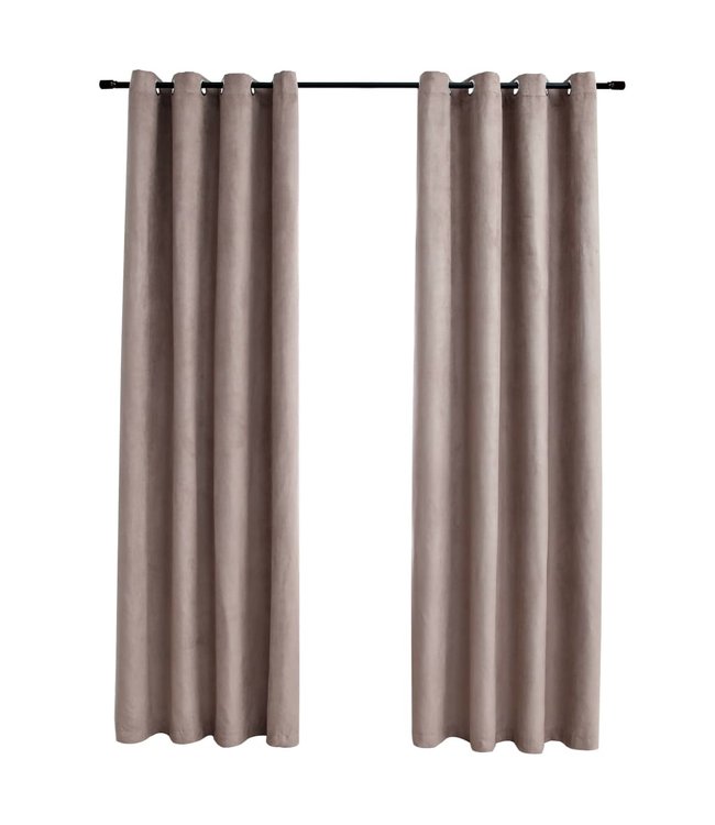 Gordijn verduisterend met metalen ringen 2 st 140x175 cm taupe