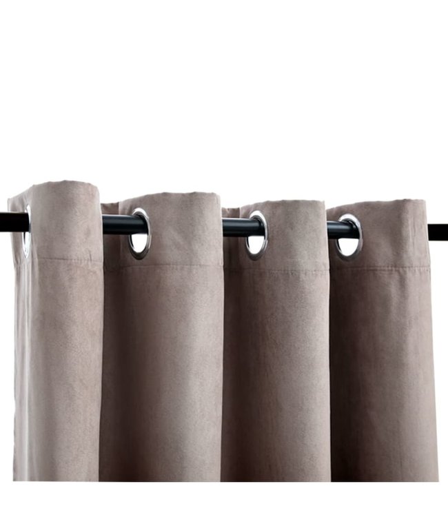 Gordijn verduisterend met metalen ringen 2 st 140x175 cm taupe