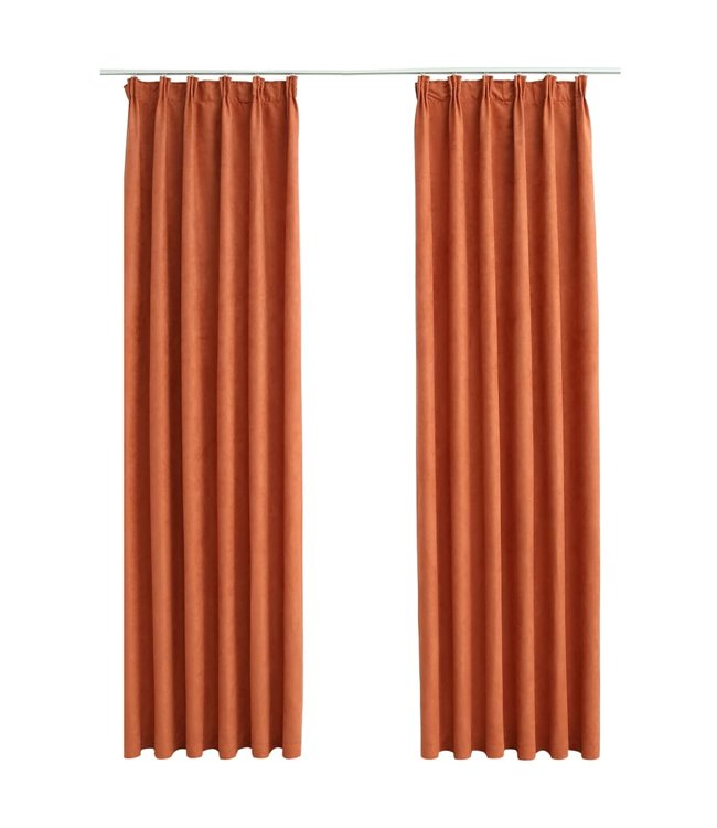 Gordijnen verduisterend met haken 2 st 140x225 cm roestkleurig