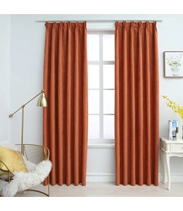 Gordijnen verduisterend met haken 2 st 140x175 cm roestkleurig
