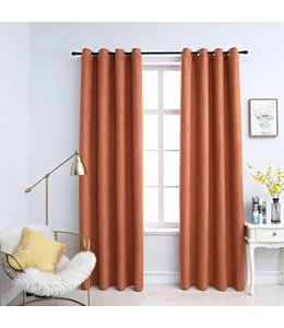 Gordijnen verduisterend met ringen 2 st 140x225 cm roestkleur