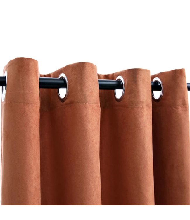 Gordijnen verduisterend met ringen 2 st 140x225 cm roestkleur