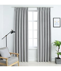 Gordijnen verduisterend met haken 2 st 140x245 cm grijs