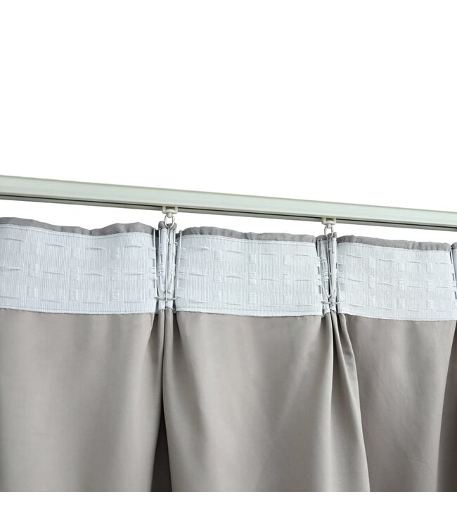 Gordijnen verduisterend met haken 2 st 140x245 cm grijs