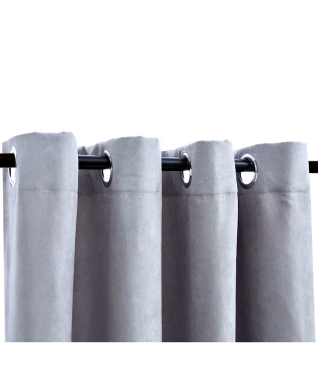 Gordijn verduisterend met metalen ringen 2 st 140x225 cm grijs