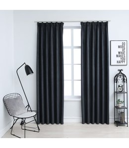 Gordijnen verduisterend met haken 2 st 140x175 cm antraciet