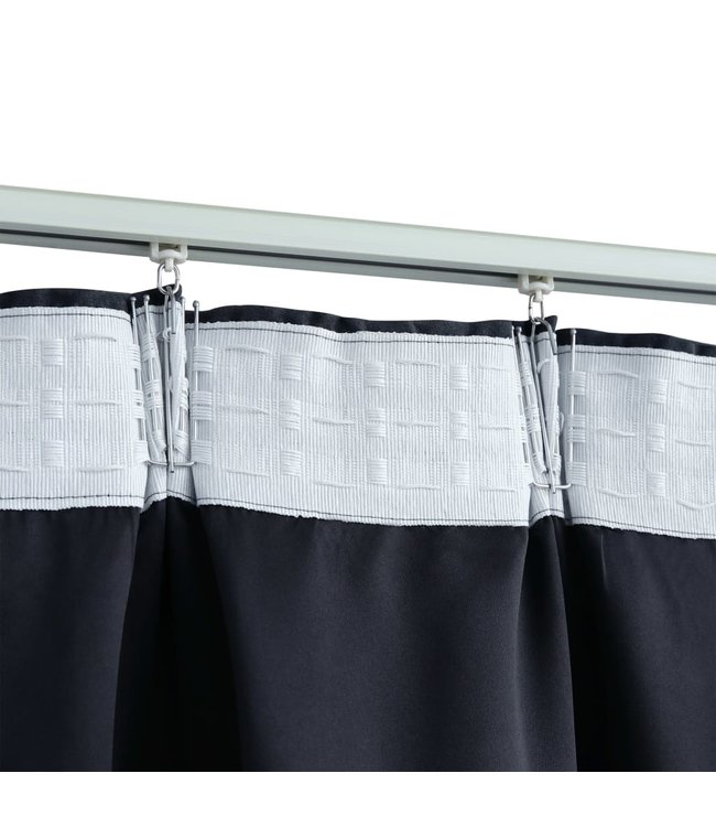 Gordijnen verduisterend met haken 2 st 140x175 cm antraciet