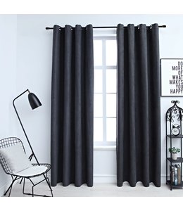 Gordijnen verduisterend met ringen 2 st 140x175 cm antraciet