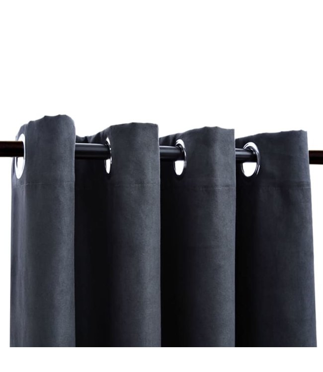 Gordijnen verduisterend met ringen 2 st 140x175 cm antraciet