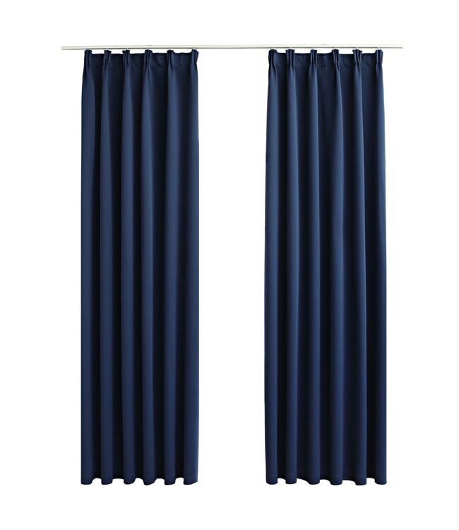 Gordijnen verduisterend met haken 2 st 140x175 cm blauw