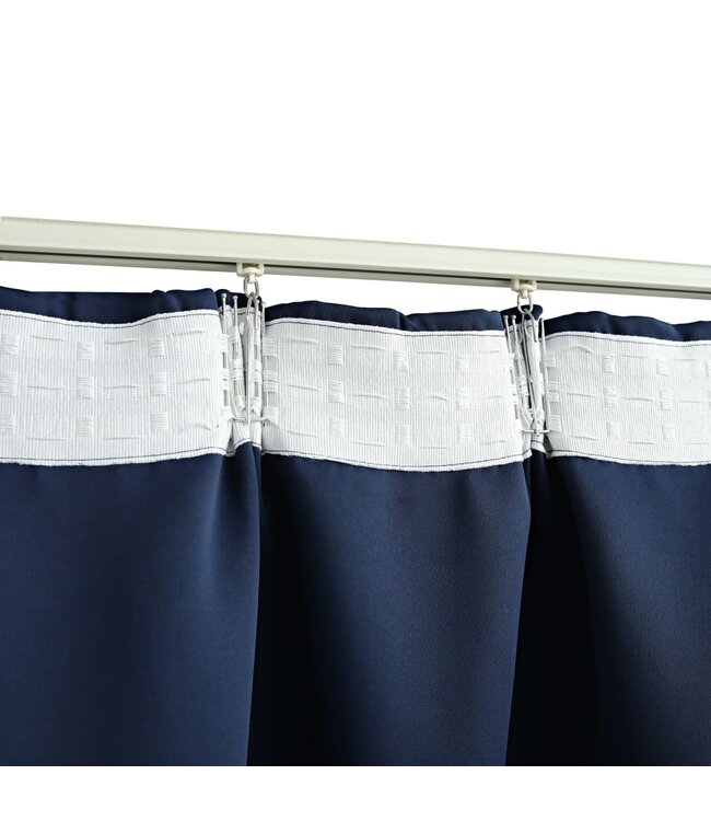 Gordijnen verduisterend met haken 2 st 140x175 cm blauw