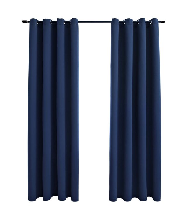 Gordijn verduisterend met metalen ringen 2 st 140x245 cm blauw