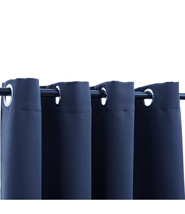 Gordijn verduisterend met metalen ringen 2 st 140x245 cm blauw